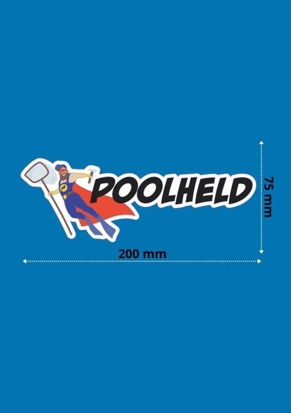 Poolheld Aufkleber mit Maßangaben